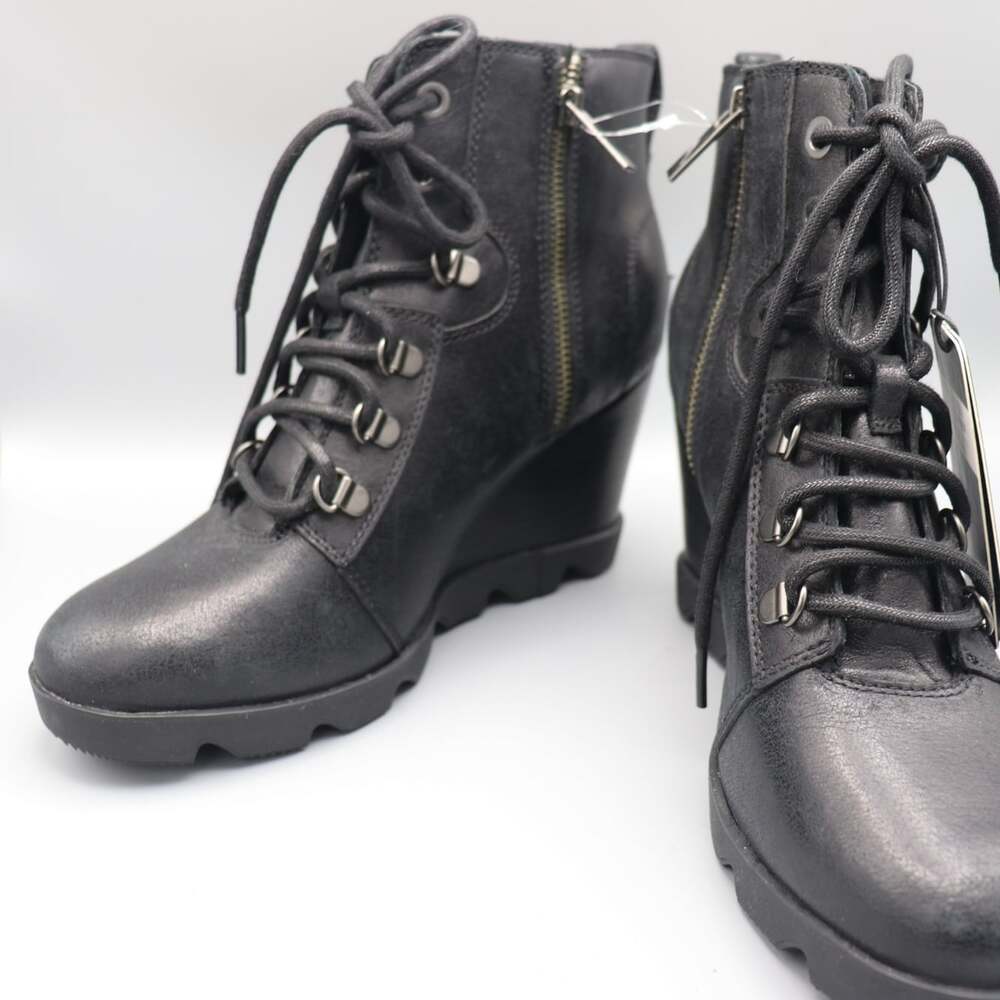 Sorel Joan Uptown Lace Waterproof Wedge Bootie Black US 9 EU 40 NWT